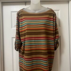 Ralph Lauren Brown Multicolor Striped Top